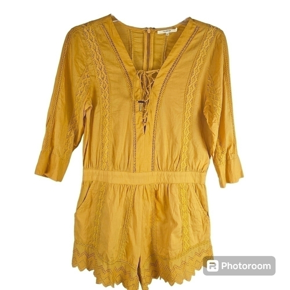 Tularosa Balboa Crochet Yellow Cotton Romper in XS - Picture 4 of 11
